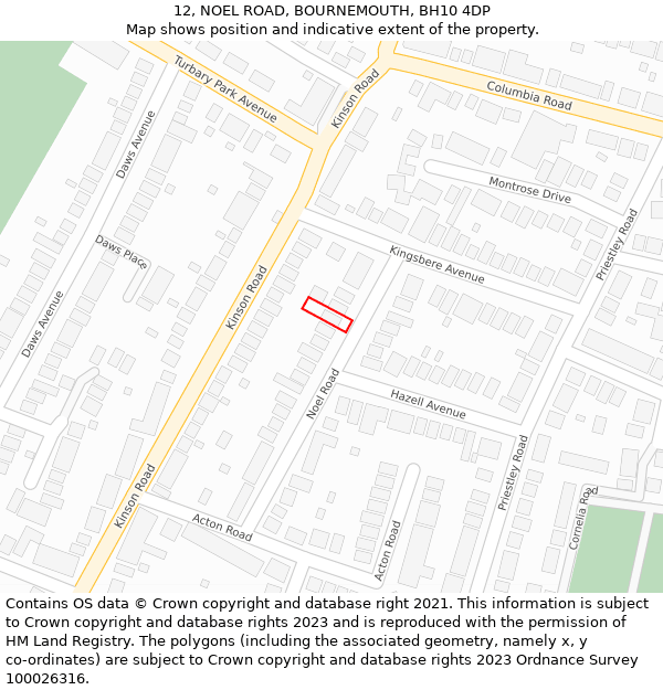 12, NOEL ROAD, BOURNEMOUTH, BH10 4DP: Location map and indicative extent of plot