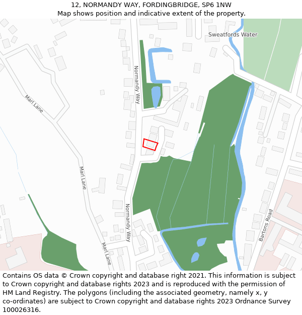 12, NORMANDY WAY, FORDINGBRIDGE, SP6 1NW: Location map and indicative extent of plot