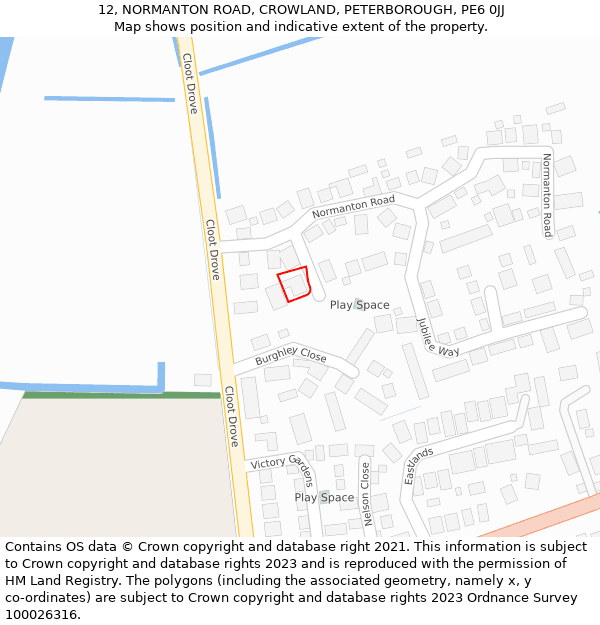 12, NORMANTON ROAD, CROWLAND, PETERBOROUGH, PE6 0JJ: Location map and indicative extent of plot