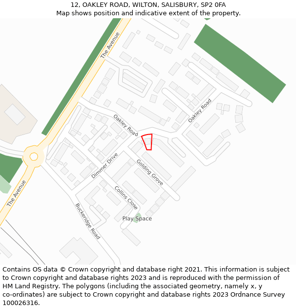 12, OAKLEY ROAD, WILTON, SALISBURY, SP2 0FA: Location map and indicative extent of plot