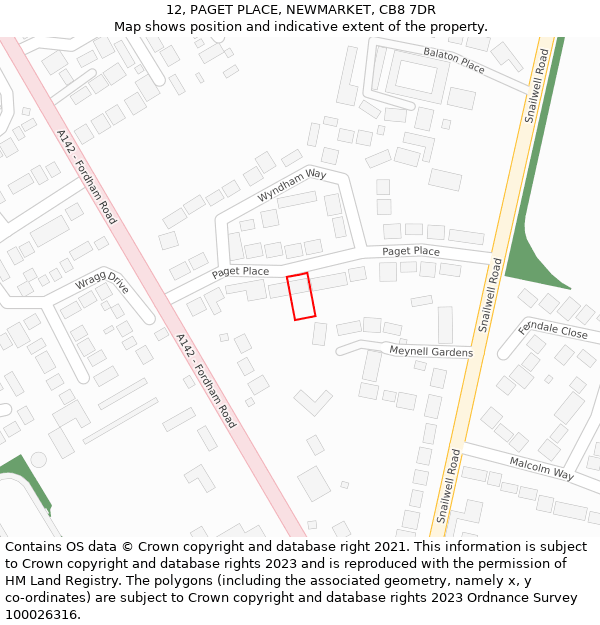 12, PAGET PLACE, NEWMARKET, CB8 7DR: Location map and indicative extent of plot