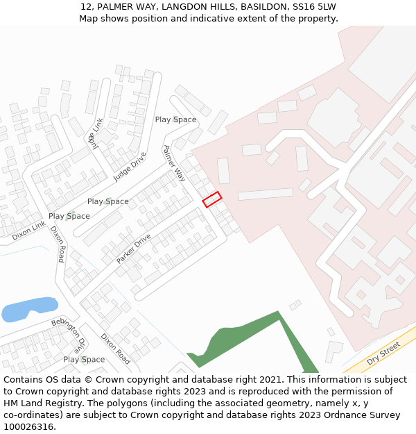 12, PALMER WAY, LANGDON HILLS, BASILDON, SS16 5LW: Location map and indicative extent of plot