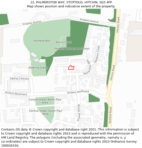 12, PALMERSTON WAY, STOTFOLD, HITCHIN, SG5 4FP: Location map and indicative extent of plot