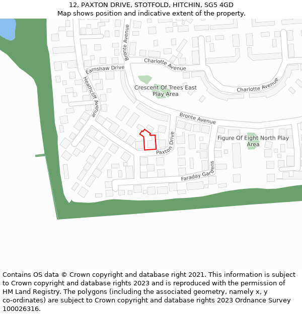 12, PAXTON DRIVE, STOTFOLD, HITCHIN, SG5 4GD: Location map and indicative extent of plot