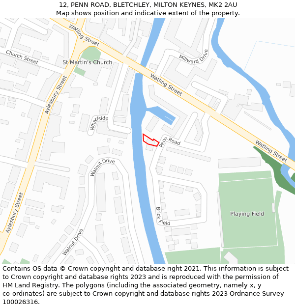 12, PENN ROAD, BLETCHLEY, MILTON KEYNES, MK2 2AU: Location map and indicative extent of plot