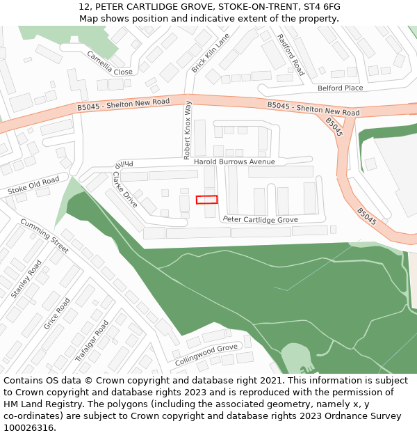 12, PETER CARTLIDGE GROVE, STOKE-ON-TRENT, ST4 6FG: Location map and indicative extent of plot