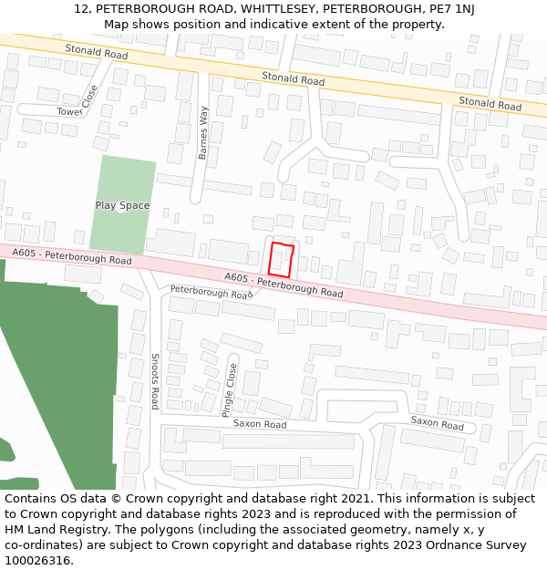 12, PETERBOROUGH ROAD, WHITTLESEY, PETERBOROUGH, PE7 1NJ: Location map and indicative extent of plot