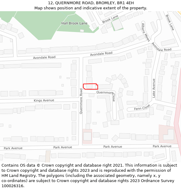 12, QUERNMORE ROAD, BROMLEY, BR1 4EH: Location map and indicative extent of plot