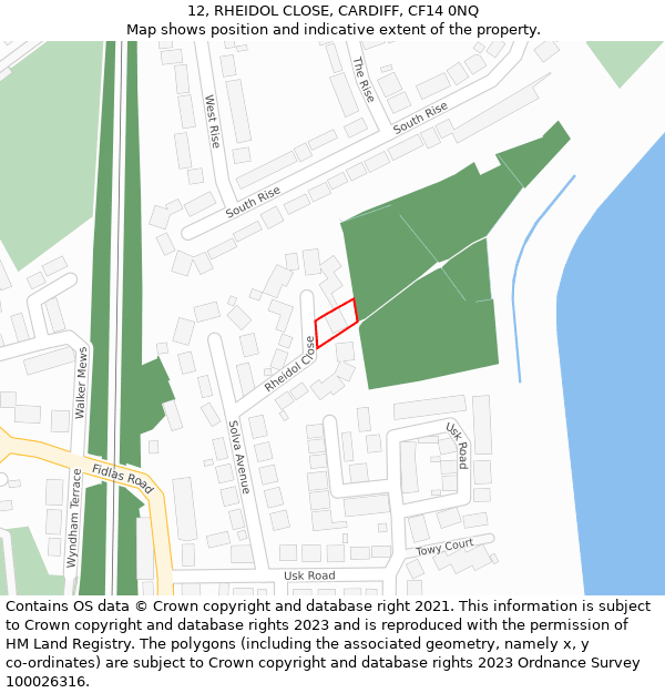 12, RHEIDOL CLOSE, CARDIFF, CF14 0NQ: Location map and indicative extent of plot