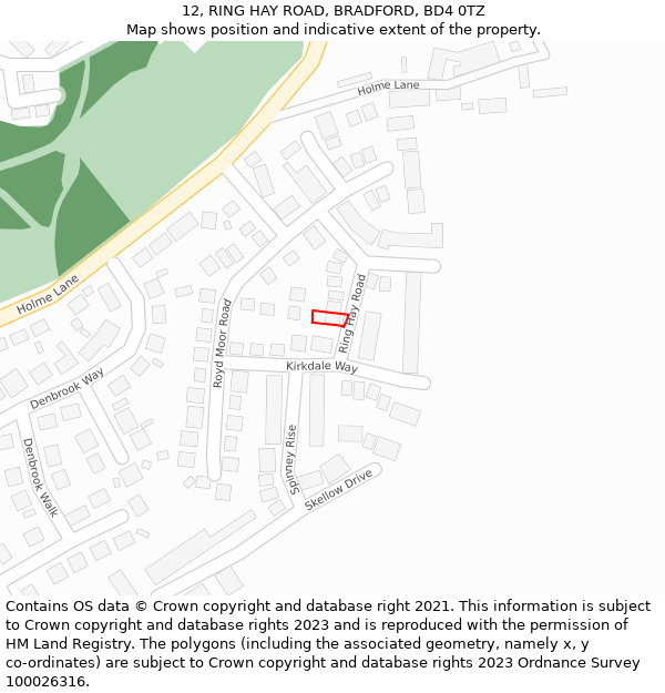 12, RING HAY ROAD, BRADFORD, BD4 0TZ: Location map and indicative extent of plot