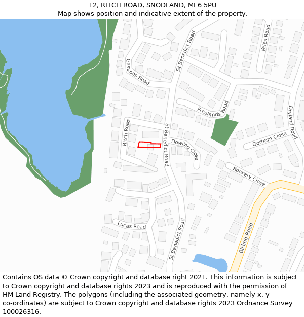 12, RITCH ROAD, SNODLAND, ME6 5PU: Location map and indicative extent of plot