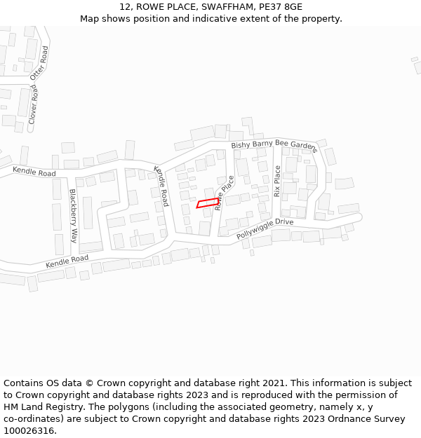 12, ROWE PLACE, SWAFFHAM, PE37 8GE: Location map and indicative extent of plot