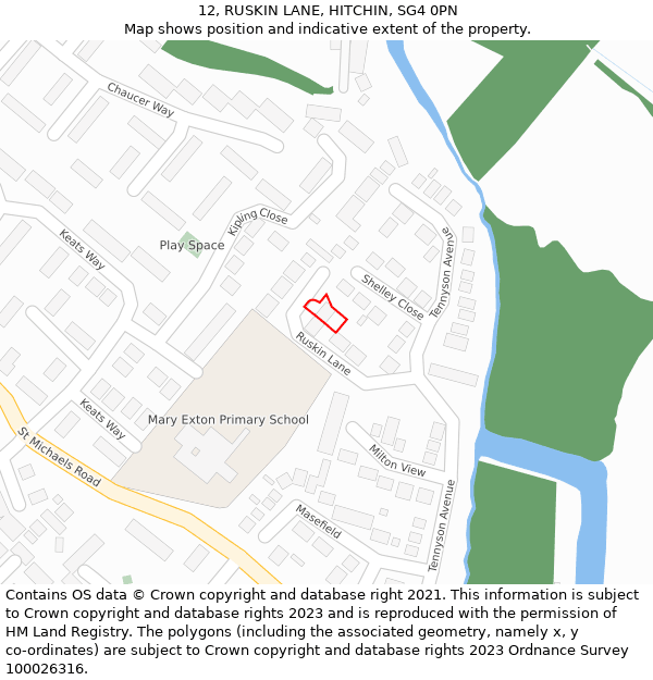 12, RUSKIN LANE, HITCHIN, SG4 0PN: Location map and indicative extent of plot