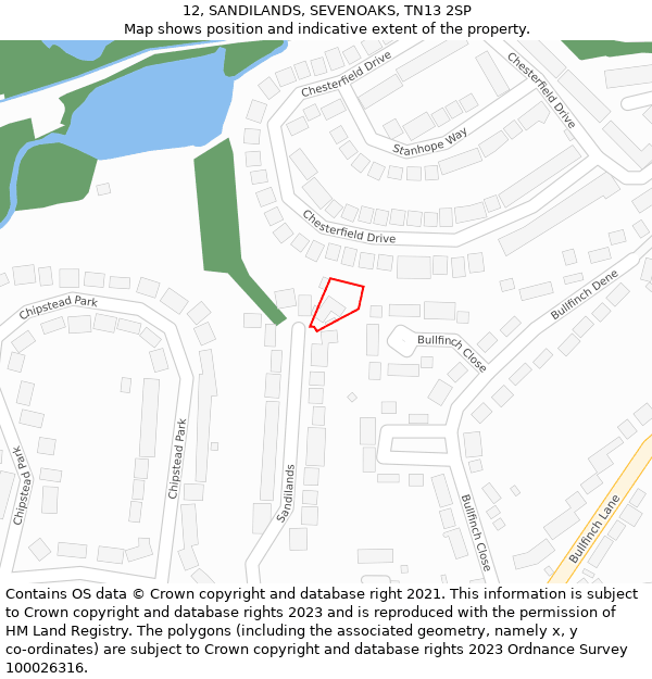 12, SANDILANDS, SEVENOAKS, TN13 2SP: Location map and indicative extent of plot