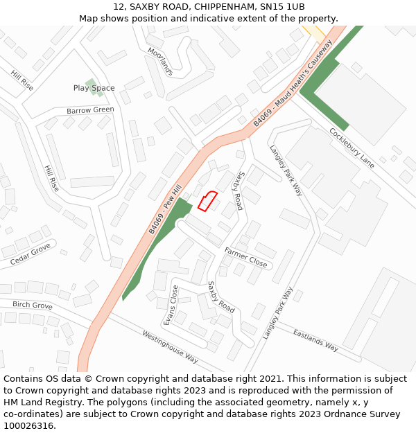 12, SAXBY ROAD, CHIPPENHAM, SN15 1UB: Location map and indicative extent of plot