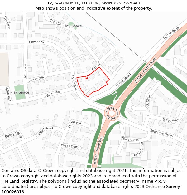 12, SAXON MILL, PURTON, SWINDON, SN5 4FT: Location map and indicative extent of plot