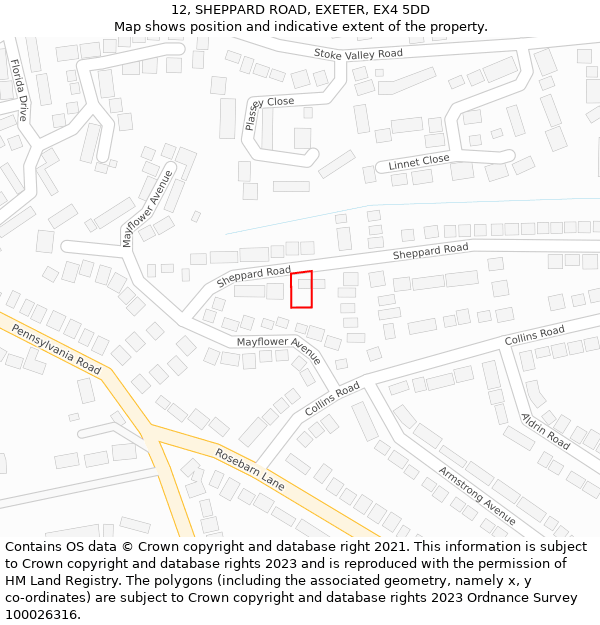 12, SHEPPARD ROAD, EXETER, EX4 5DD: Location map and indicative extent of plot