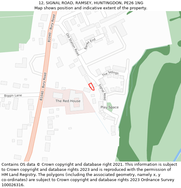 12, SIGNAL ROAD, RAMSEY, HUNTINGDON, PE26 1NG: Location map and indicative extent of plot