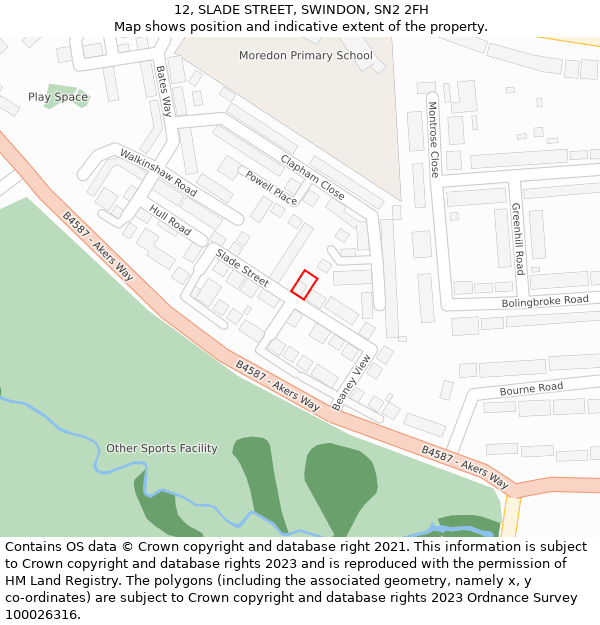 12, SLADE STREET, SWINDON, SN2 2FH: Location map and indicative extent of plot