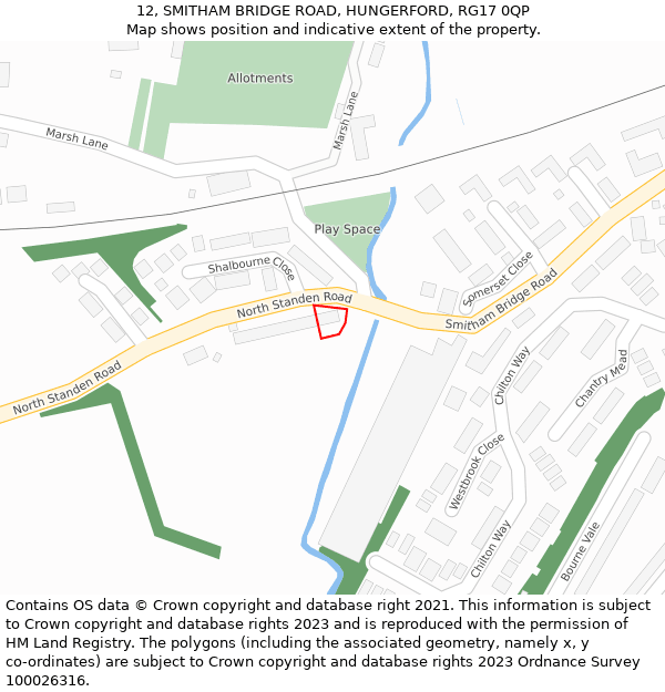 12, SMITHAM BRIDGE ROAD, HUNGERFORD, RG17 0QP: Location map and indicative extent of plot