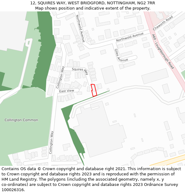 12, SQUIRES WAY, WEST BRIDGFORD, NOTTINGHAM, NG2 7RR: Location map and indicative extent of plot