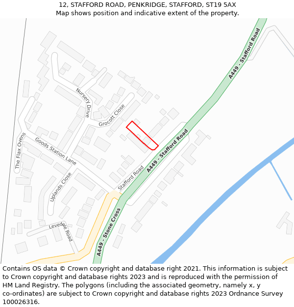 12, STAFFORD ROAD, PENKRIDGE, STAFFORD, ST19 5AX: Location map and indicative extent of plot