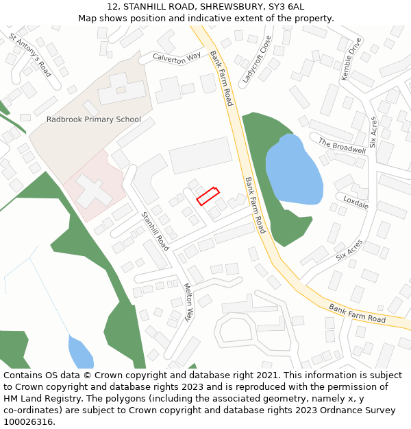 12, STANHILL ROAD, SHREWSBURY, SY3 6AL: Location map and indicative extent of plot