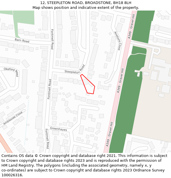 12, STEEPLETON ROAD, BROADSTONE, BH18 8LH: Location map and indicative extent of plot