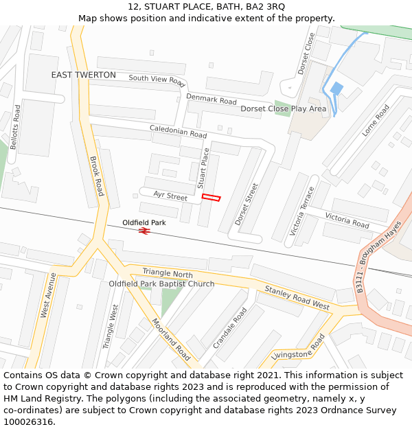 12, STUART PLACE, BATH, BA2 3RQ: Location map and indicative extent of plot
