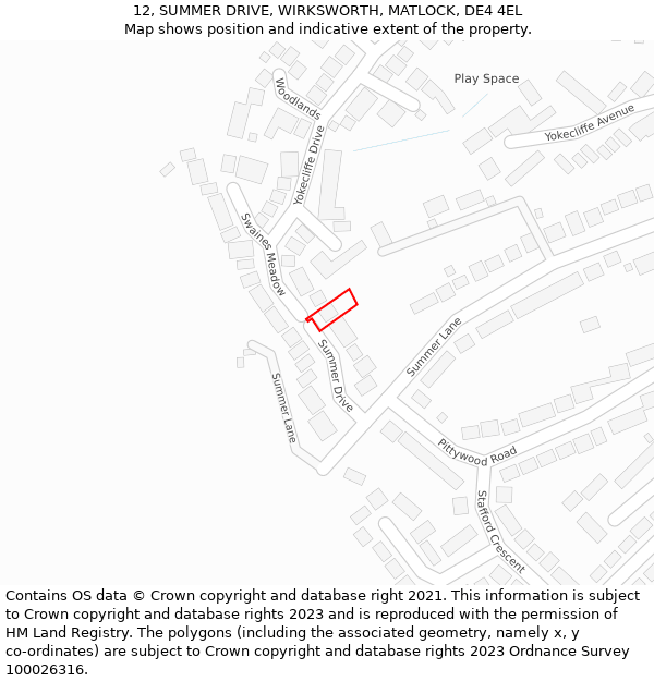 12, SUMMER DRIVE, WIRKSWORTH, MATLOCK, DE4 4EL: Location map and indicative extent of plot