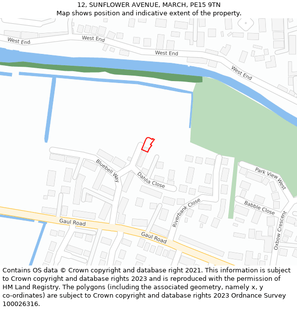 12, SUNFLOWER AVENUE, MARCH, PE15 9TN: Location map and indicative extent of plot