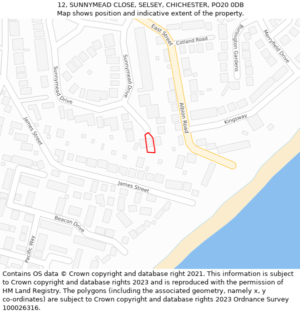 12, SUNNYMEAD CLOSE, SELSEY, CHICHESTER, PO20 0DB: Location map and indicative extent of plot