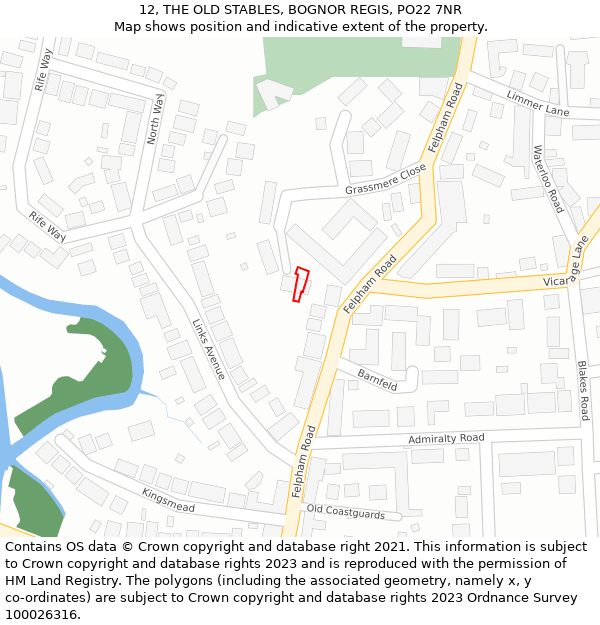 12, THE OLD STABLES, BOGNOR REGIS, PO22 7NR: Location map and indicative extent of plot