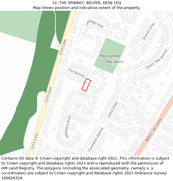 12, THE SPINNEY, BELPER, DE56 1EQ: Location map and indicative extent of plot