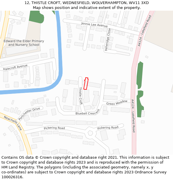 12, THISTLE CROFT, WEDNESFIELD, WOLVERHAMPTON, WV11 3XD: Location map and indicative extent of plot
