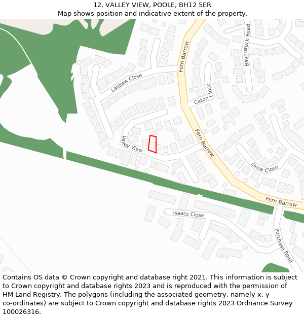 12, VALLEY VIEW, POOLE, BH12 5ER: Location map and indicative extent of plot
