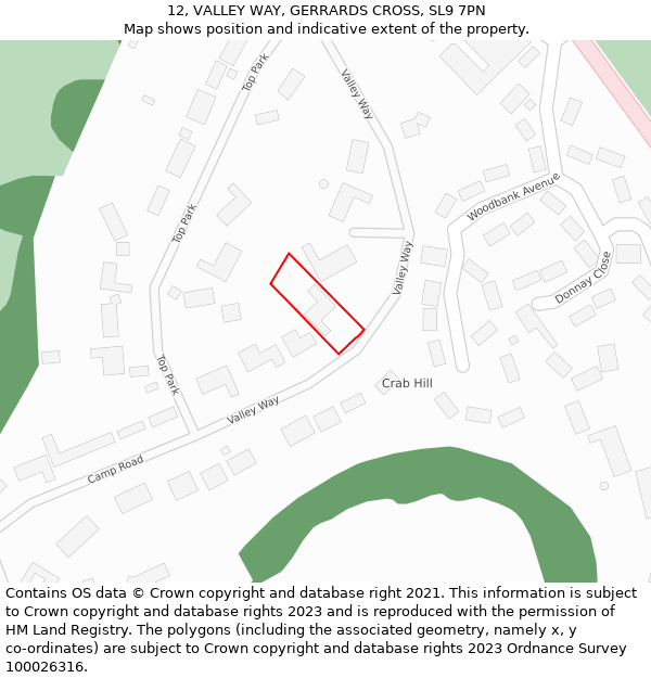 12, VALLEY WAY, GERRARDS CROSS, SL9 7PN: Location map and indicative extent of plot