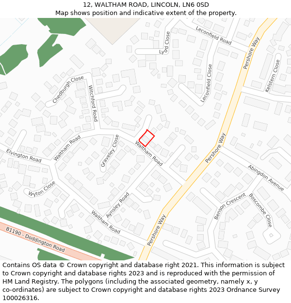 12, WALTHAM ROAD, LINCOLN, LN6 0SD: Location map and indicative extent of plot