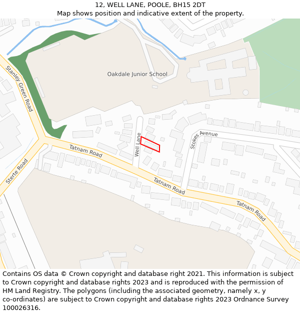 12, WELL LANE, POOLE, BH15 2DT: Location map and indicative extent of plot