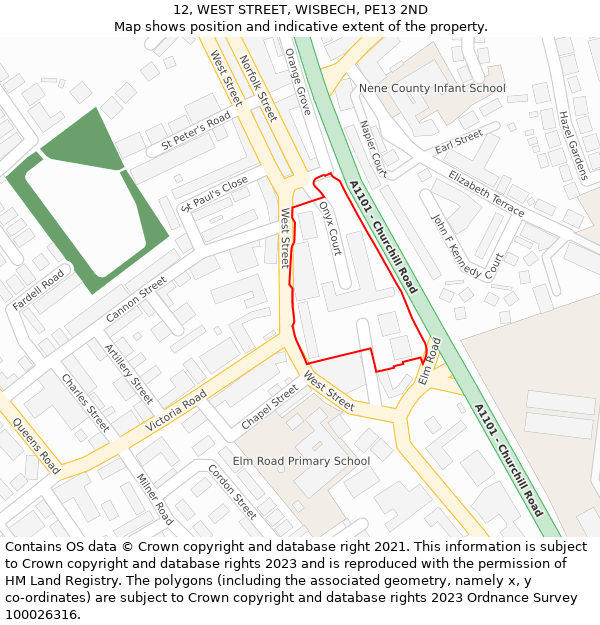 12, WEST STREET, WISBECH, PE13 2ND: Location map and indicative extent of plot
