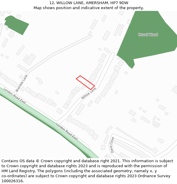 12, WILLOW LANE, AMERSHAM, HP7 9DW: Location map and indicative extent of plot
