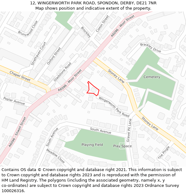 12, WINGERWORTH PARK ROAD, SPONDON, DERBY, DE21 7NR: Location map and indicative extent of plot