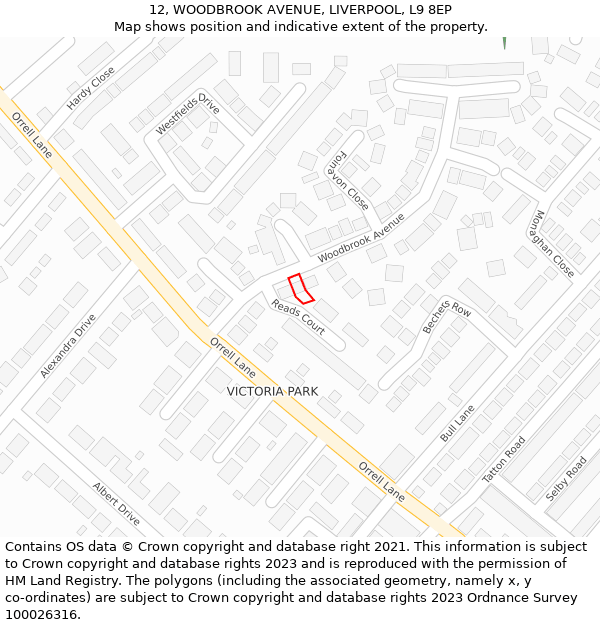 12, WOODBROOK AVENUE, LIVERPOOL, L9 8EP: Location map and indicative extent of plot