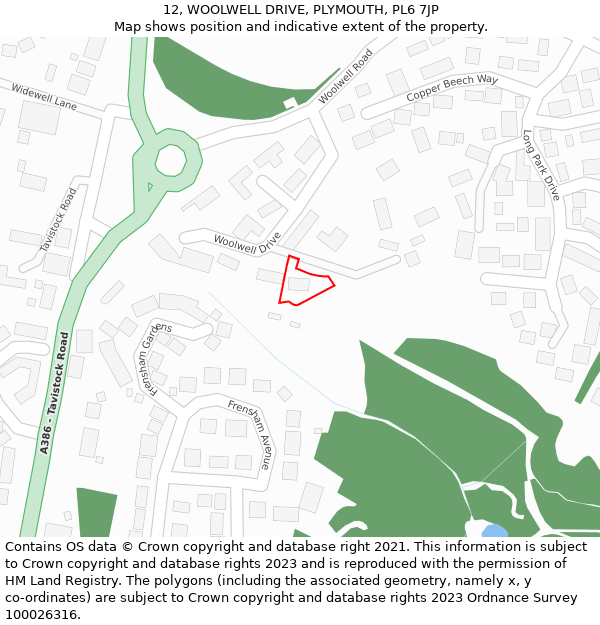 12, WOOLWELL DRIVE, PLYMOUTH, PL6 7JP: Location map and indicative extent of plot