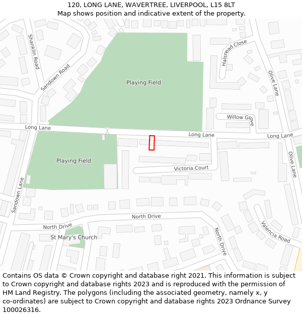 120, LONG LANE, WAVERTREE, LIVERPOOL, L15 8LT: Location map and indicative extent of plot