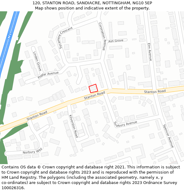 120, STANTON ROAD, SANDIACRE, NOTTINGHAM, NG10 5EP: Location map and indicative extent of plot
