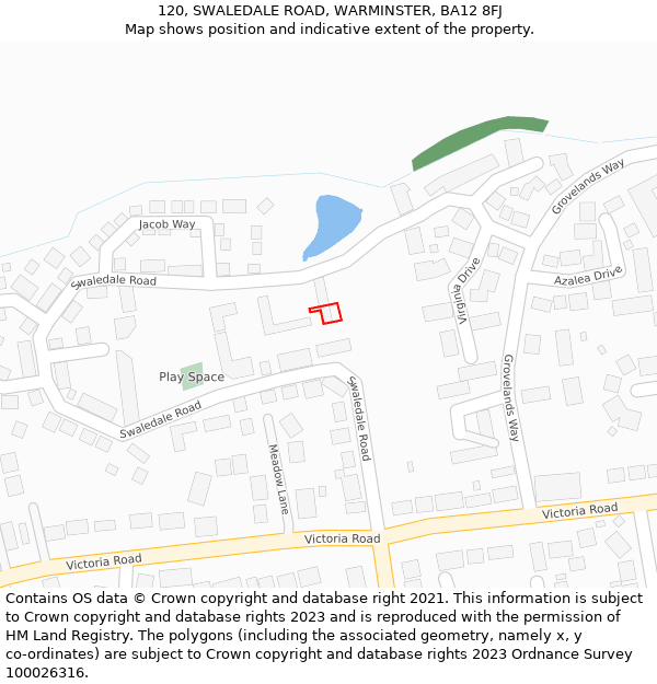 120, SWALEDALE ROAD, WARMINSTER, BA12 8FJ: Location map and indicative extent of plot