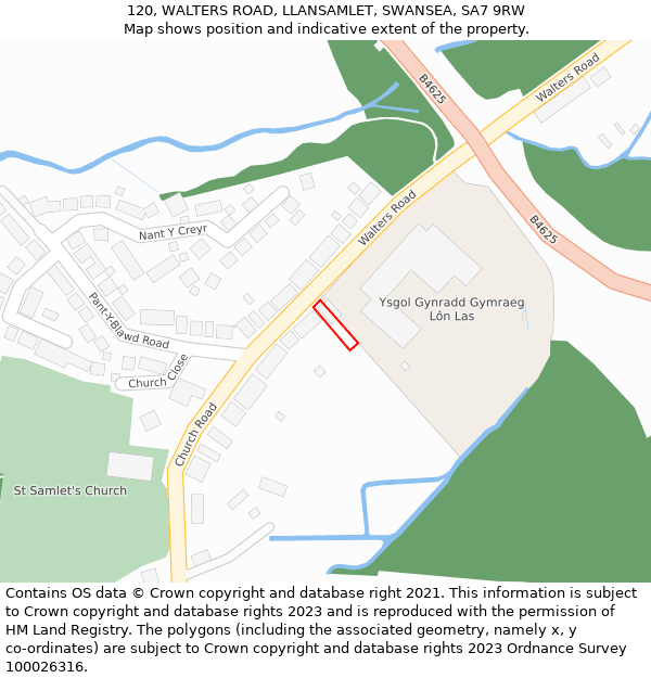 120, WALTERS ROAD, LLANSAMLET, SWANSEA, SA7 9RW: Location map and indicative extent of plot