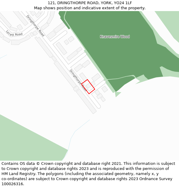 121, DRINGTHORPE ROAD, YORK, YO24 1LF: Location map and indicative extent of plot
