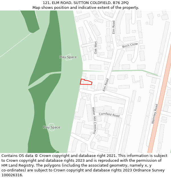 121, ELM ROAD, SUTTON COLDFIELD, B76 2PQ: Location map and indicative extent of plot